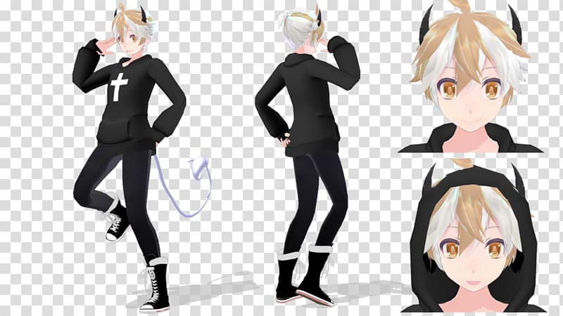 MikuMikuDance Kagamine Rin/Len Black hair Vocaloid, others transparent background PNG clipart