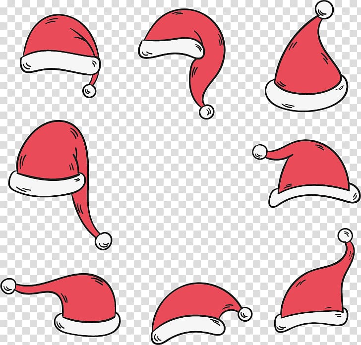 Santa Claus Christmas Hat , Flat Christmas hats transparent background PNG clipart