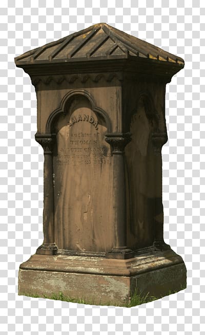 brown concrete statue, Stone Grave transparent background PNG clipart