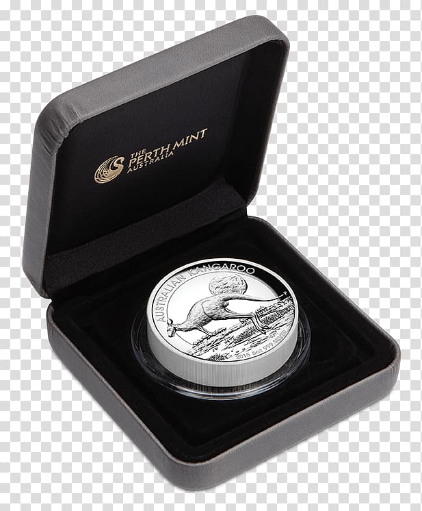 Perth Mint Australian Silver Kookaburra Proof coinage, silver transparent background PNG clipart