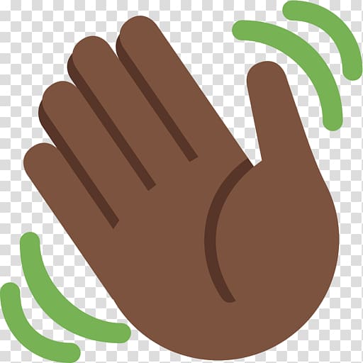 Emoji Wave Hand-waving Dark skin Human skin color, hand waving transparent background PNG clipart