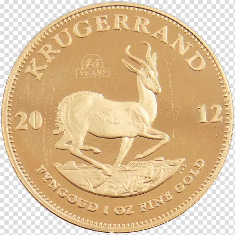 Gold coin Gold coin Krugerrand Bullion coin, coin transparent background PNG clipart