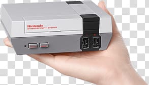 person holding NES console, Hand Holding Nes Classic Edition transparent background PNG clipart