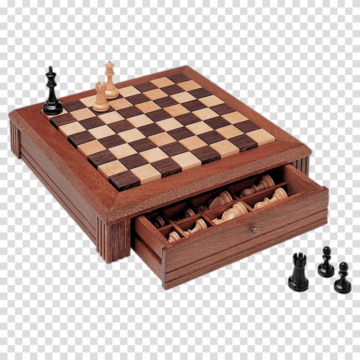 brown and beige chess board, Chessboard With Drawer transparent background PNG clipart