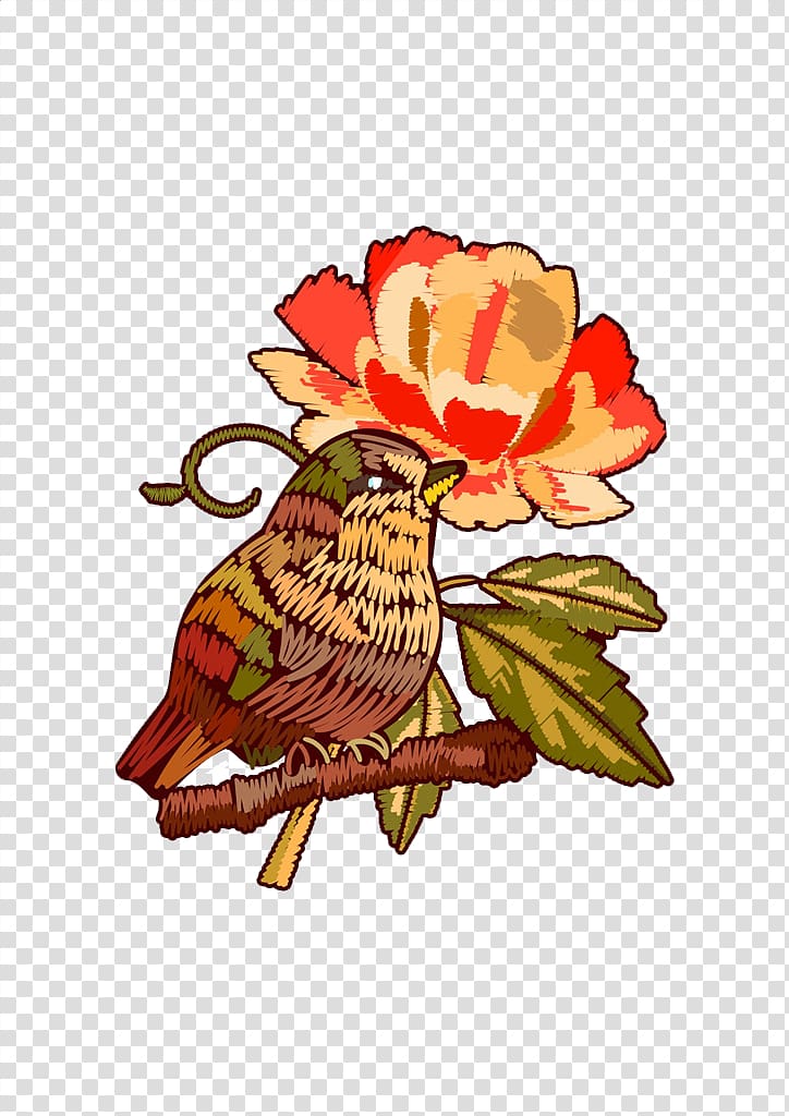 Floral design Bird Illustration, Watercolor sparrow transparent background PNG clipart