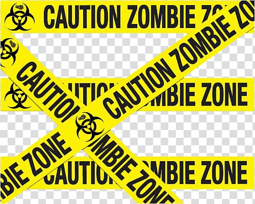 yellow caution signage illustration, Caution Zombie transparent background PNG clipart