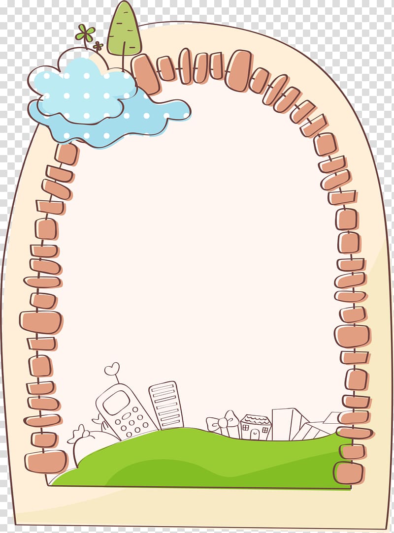 Cartoon , Oval brick border transparent background PNG clipart