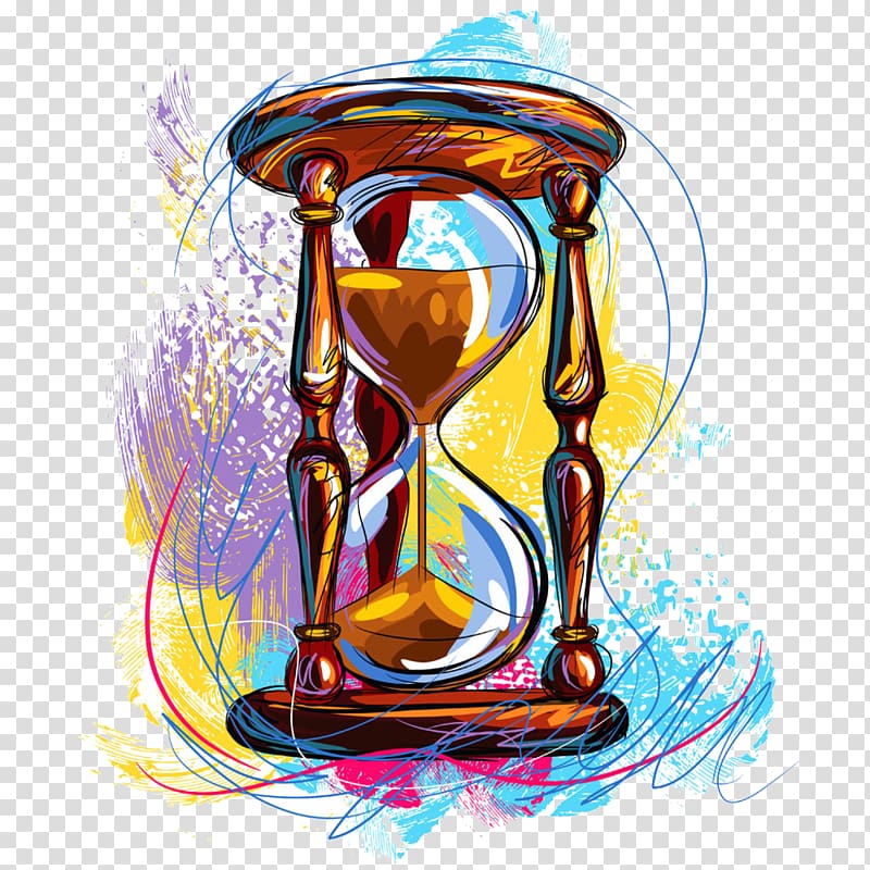 free hand-painted hourglass pull material transparent background PNG clipart