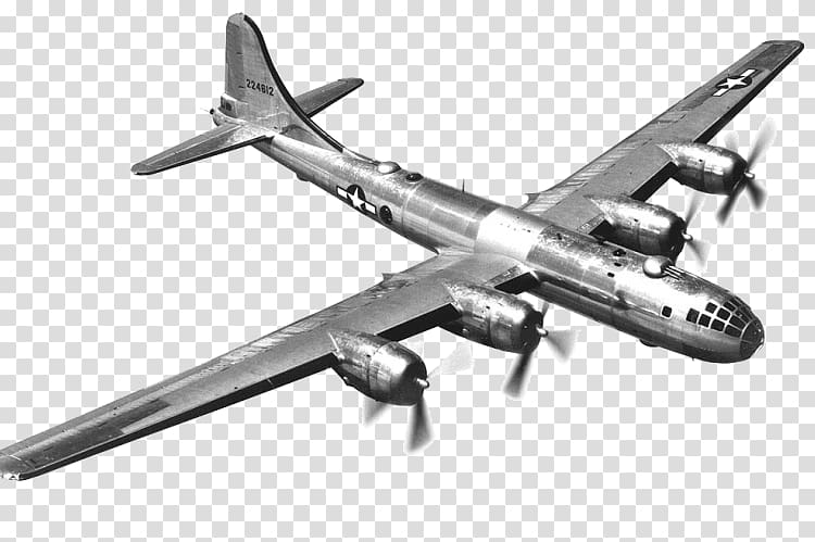 World War II Airplane Bomber Military aircraft Boeing B-29 Superfortress, propeller engines transparent background PNG clipart