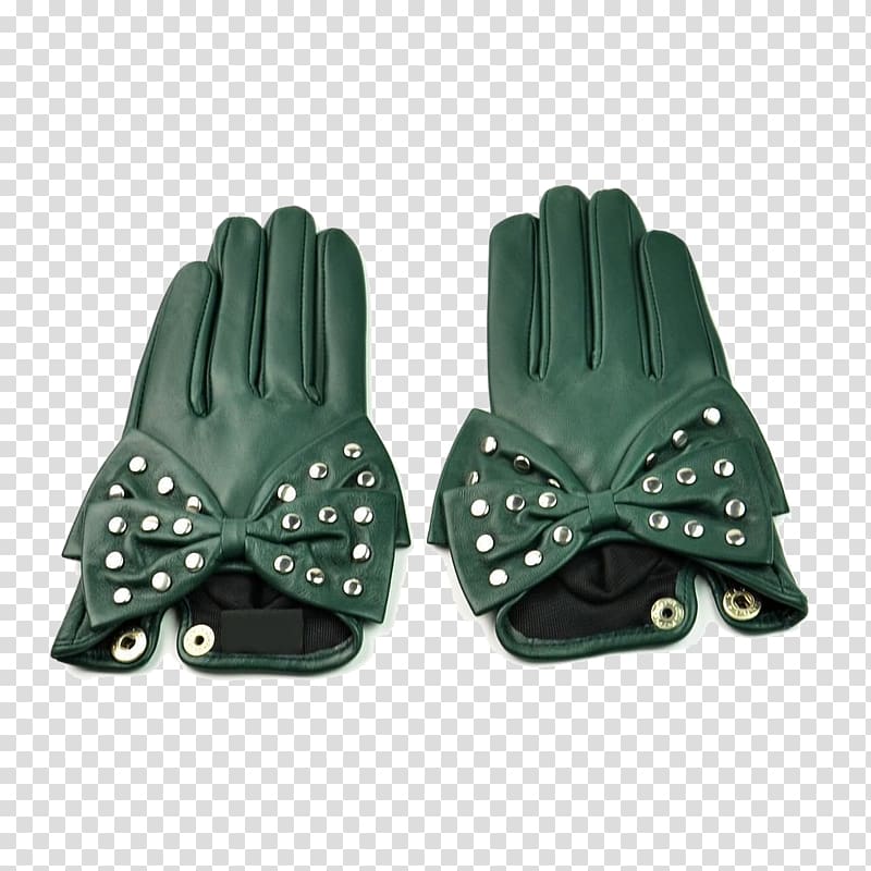Green Shoelace knot Designer, Ms. gloves with green bow transparent background PNG clipart