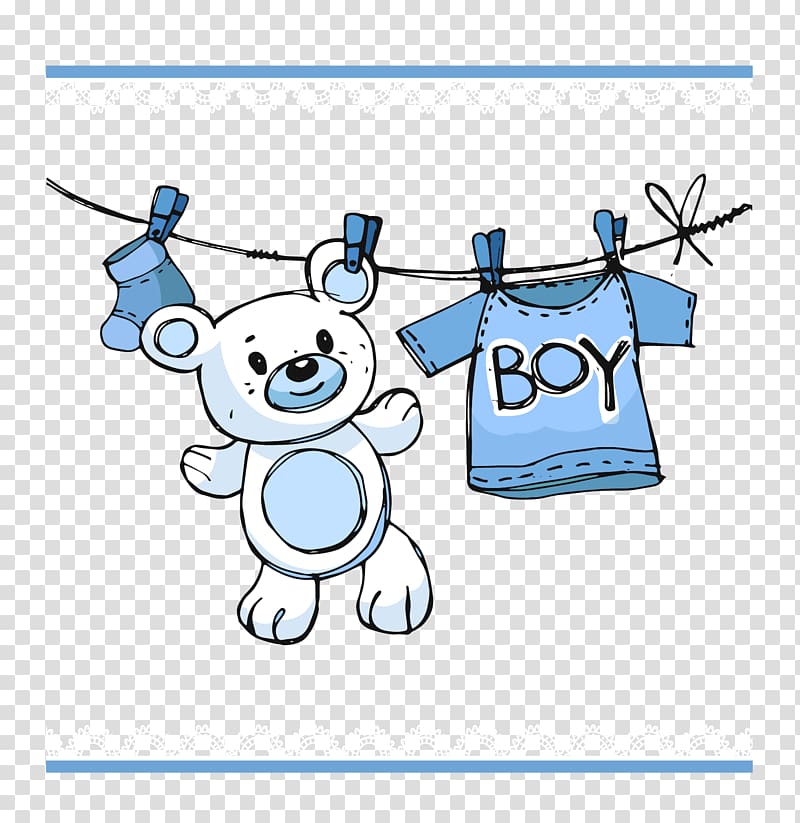 white bear illustration, Infant Boy Child Baby shower, clothes Bear transparent background PNG clipart