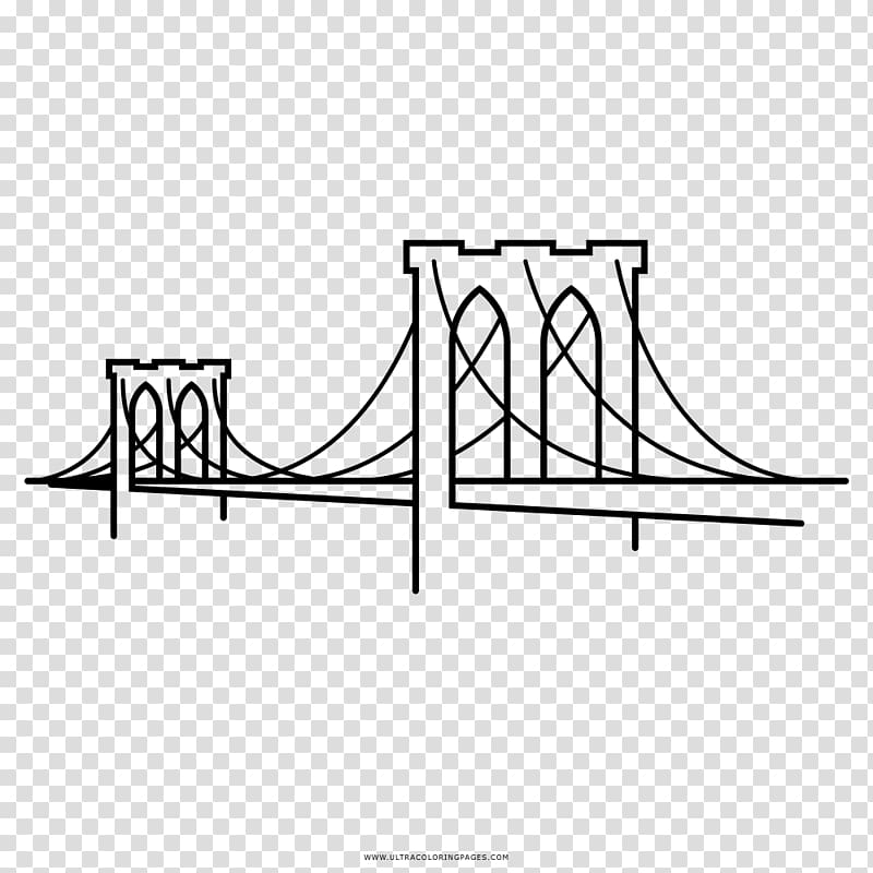 Brooklyn Bridge Drawing Coloring book Line art, bridge transparent background PNG clipart