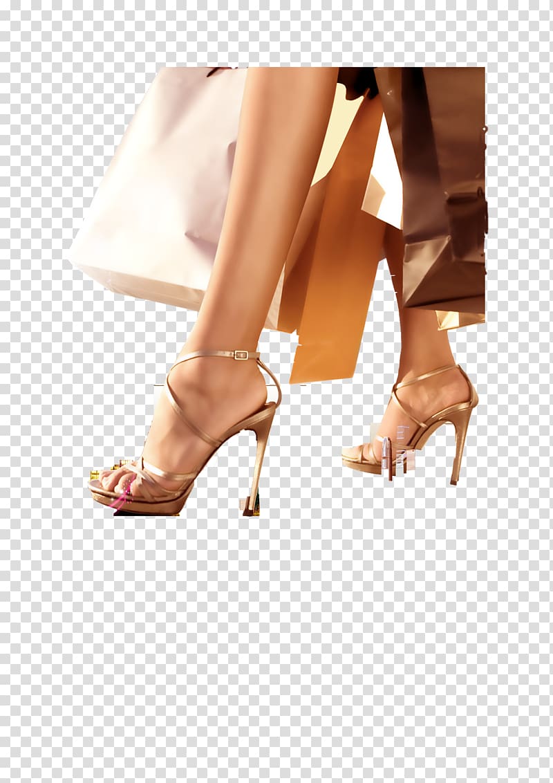 High-heeled footwear Human leg, Women shopping transparent background PNG clipart