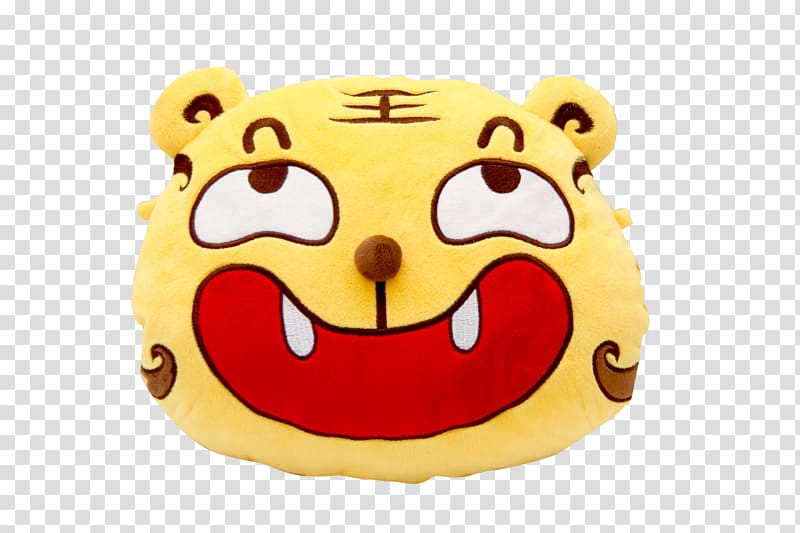 Cartoon Smiley South China tiger, Tiger Pillow transparent background PNG clipart