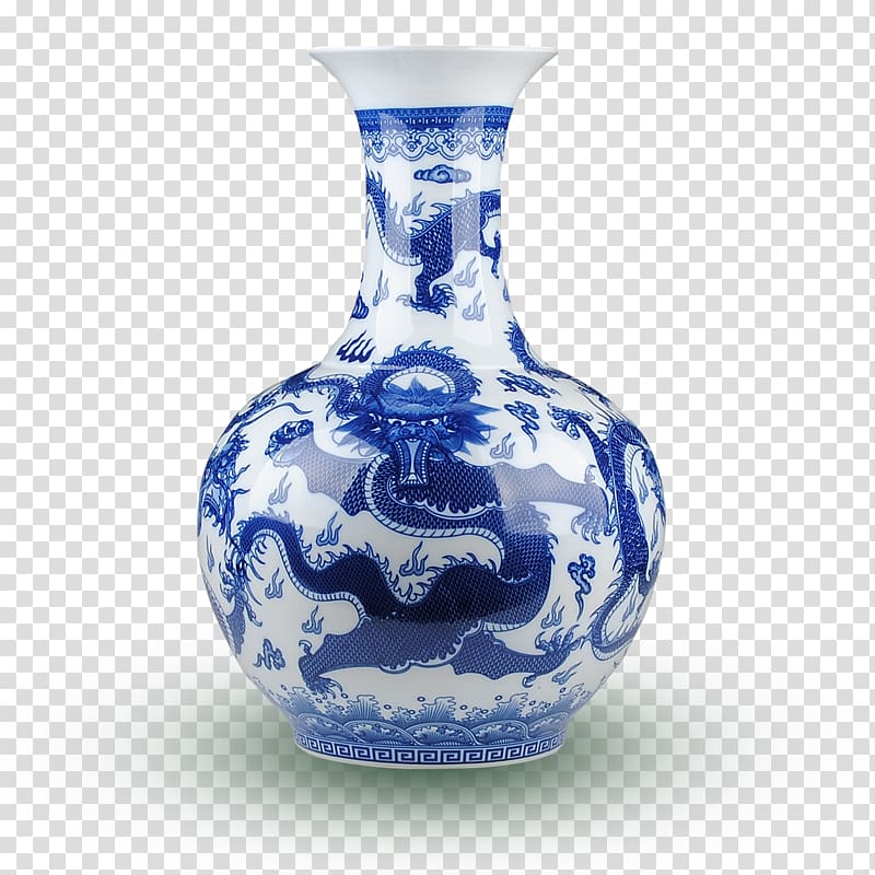Jingdezhen Vase Porcelain Ceramic Blue and white pottery, Blue vase transparent background PNG clipart