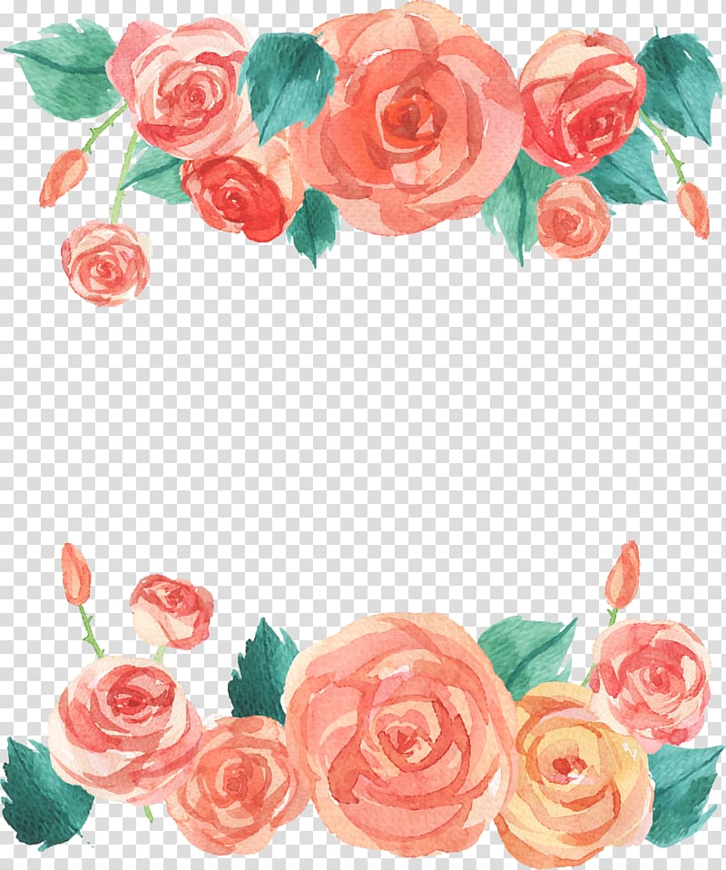 pink rose frame, Watercolor painting Vecteur, Watercolor hand painted rose border transparent background PNG clipart