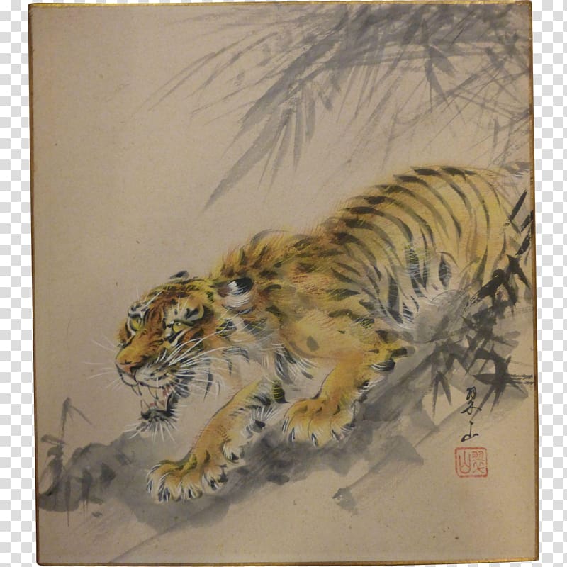 Watercolor painting Japanese painting Bengal tiger, painting transparent background PNG clipart