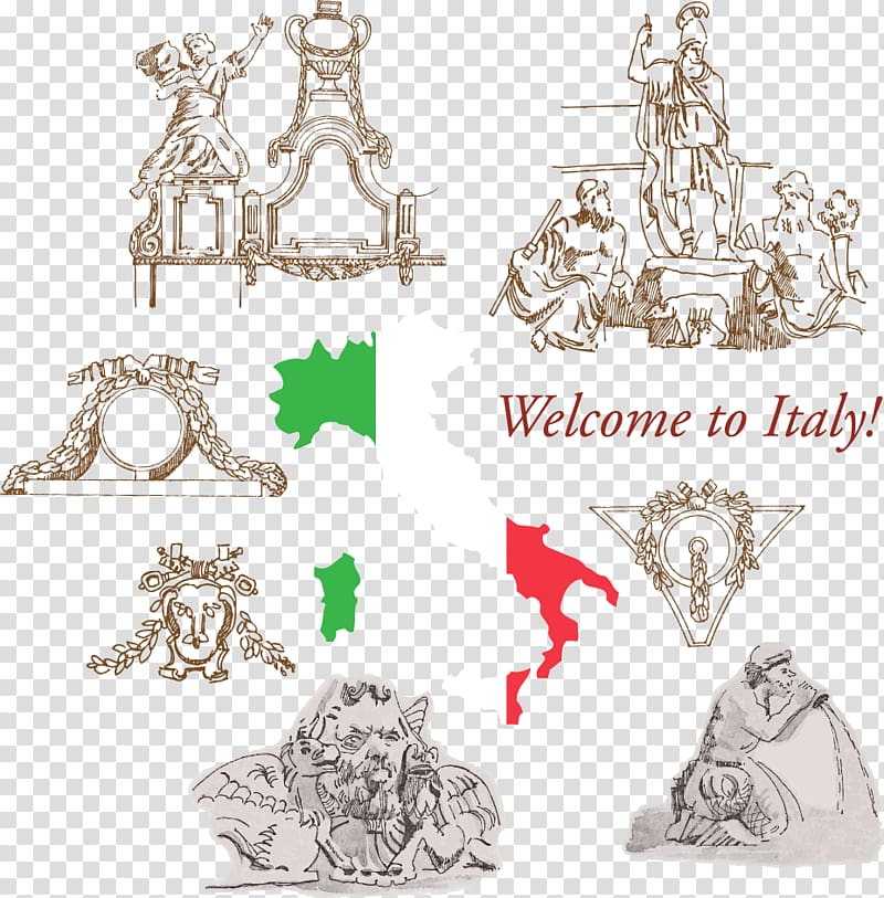 Trevi Fountain Map Drawing, Italy transparent background PNG clipart