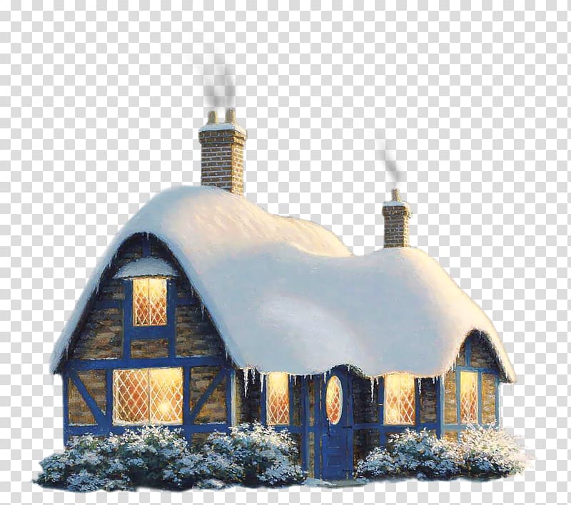 brown and blue house , Gingerbread house , Snowy Winter House transparent background PNG clipart