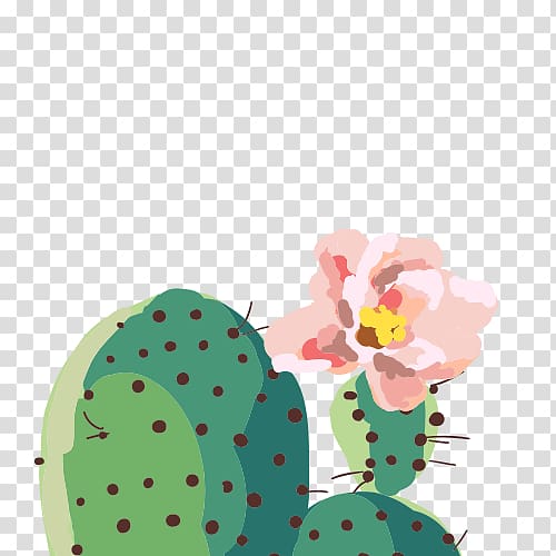 prickly pear cactus with flower illustration, Green Cactaceae , cactus transparent background PNG clipart