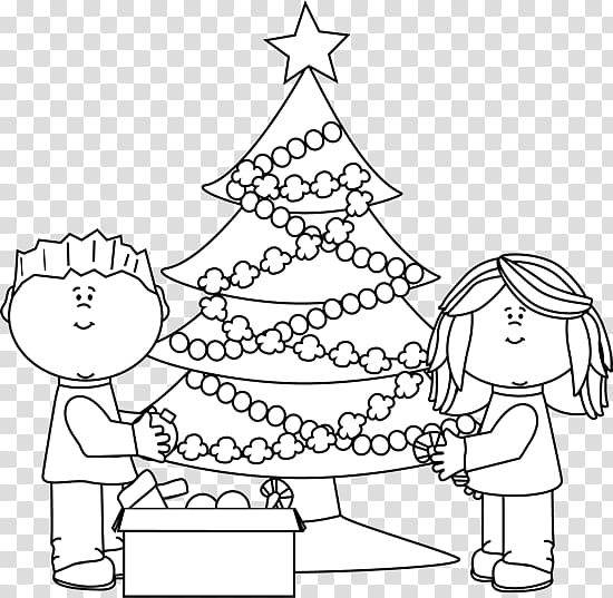 Christmas tree Coloring book Human behavior Line art Vertebrate, cartoon tree decoration transparent background PNG clipart