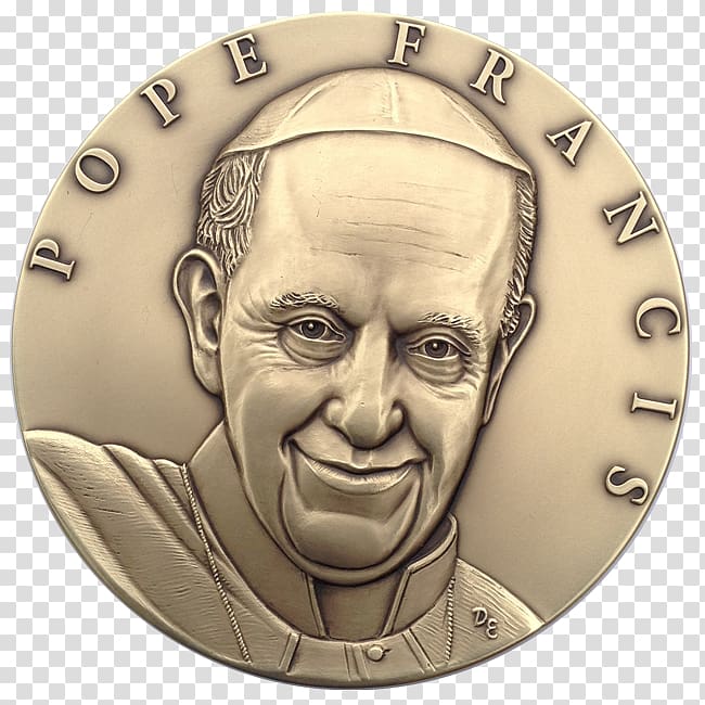 Pope Francis Bronze medal Catholic Church, Pope Francis transparent background PNG clipart