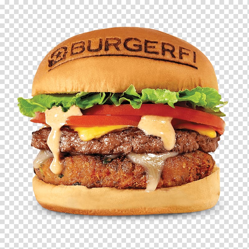 Hamburger Cheeseburger Veggie burger BurgerFi Restaurant, Menu transparent background PNG clipart