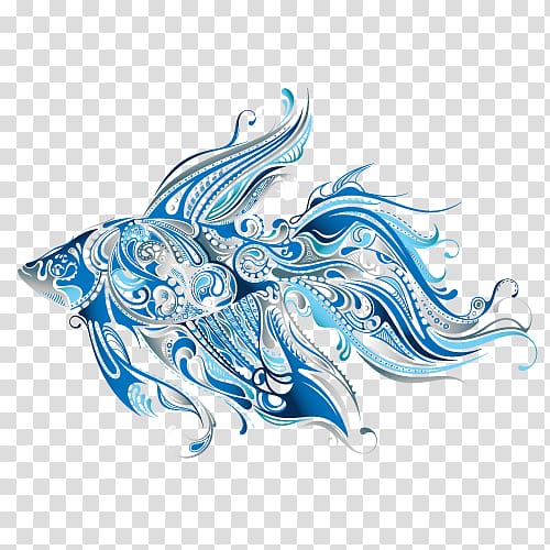 Window Wall decal Bathroom, Beautiful blue fish illustration transparent background PNG clipart