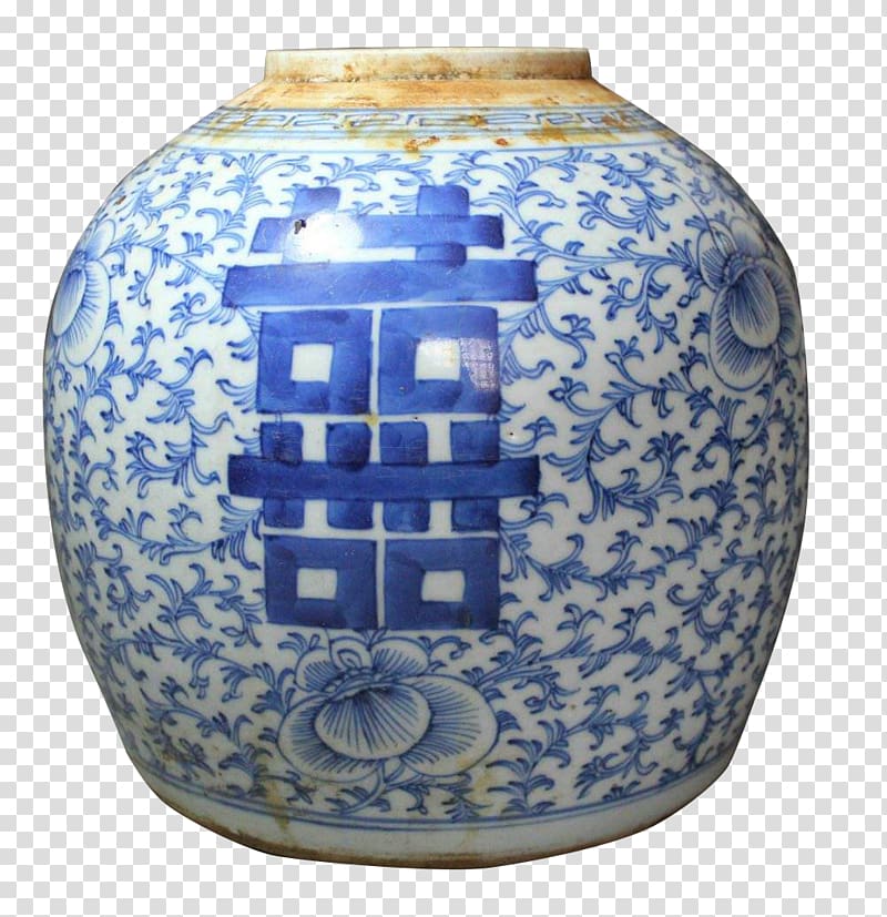 Blue and white pottery Qing dynasty Porcelain, The blue and white lotus Xi tank transparent background PNG clipart