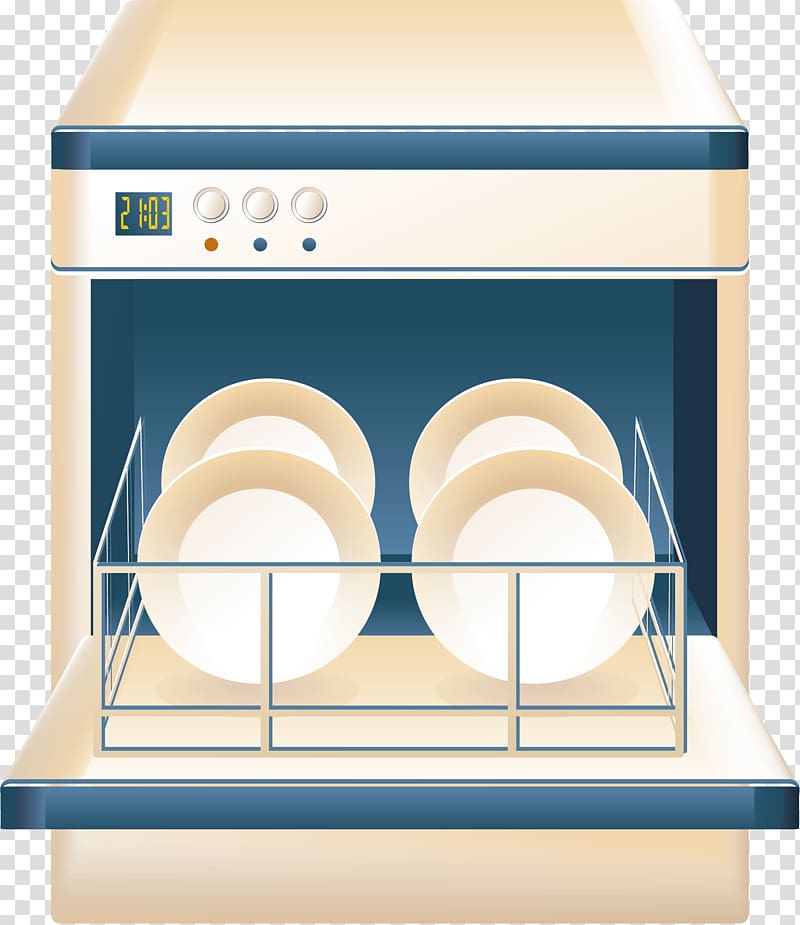 Cartoon Dishwasher, Cupboard element transparent background PNG clipart