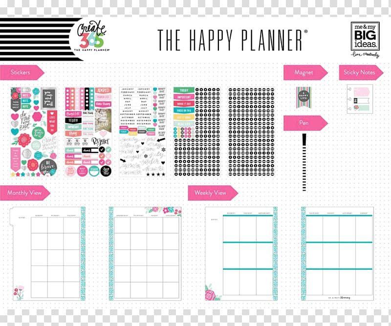 Paper me & my BIG ideas Flower Sticker Box, happy planner transparent background PNG clipart