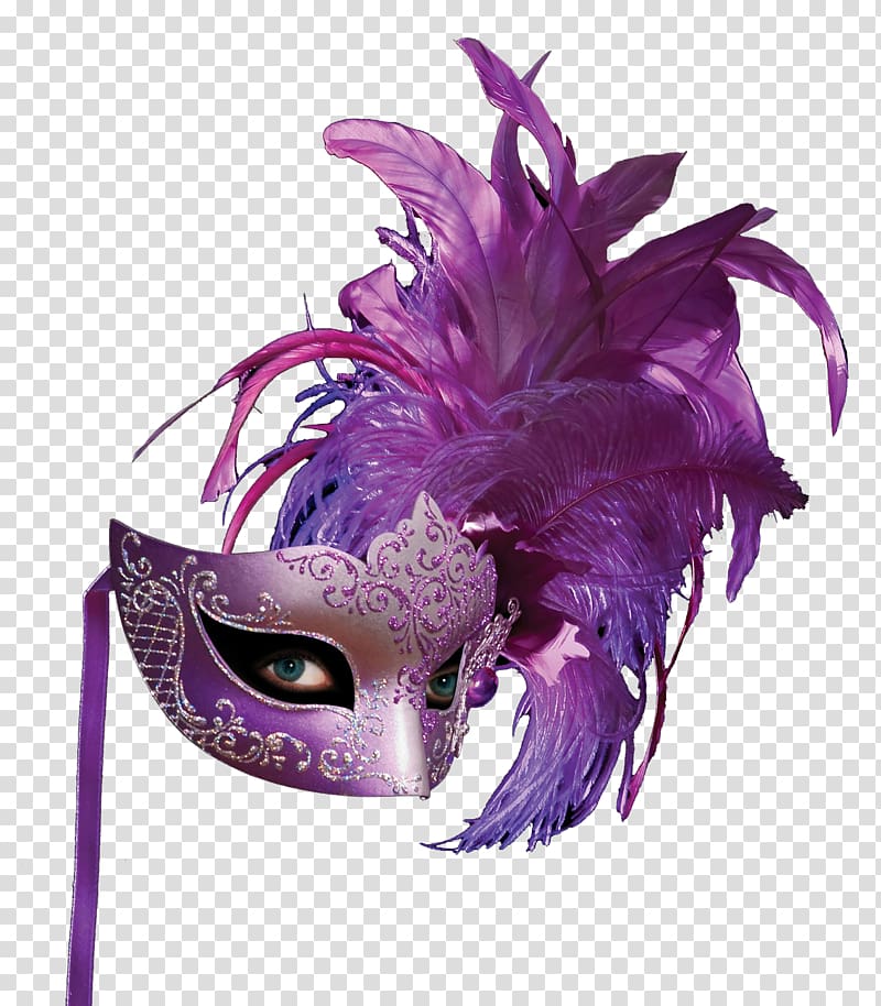 Mask Purple Feather, Purple feather masks transparent background PNG clipart