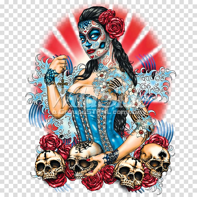 La Calavera Catrina Skull Day of the Dead, skull transparent background PNG clipart