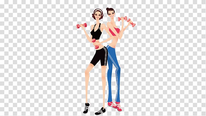 Cartoon Illustration, Fitness girls transparent background PNG clipart