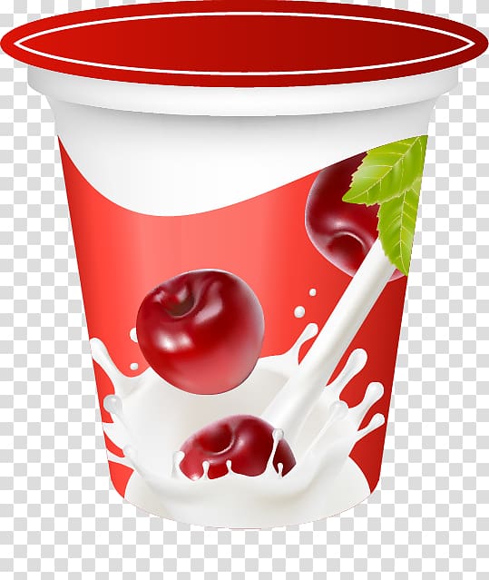Milk Frozen yogurt Berry, Cherry Milk Cup transparent background PNG clipart