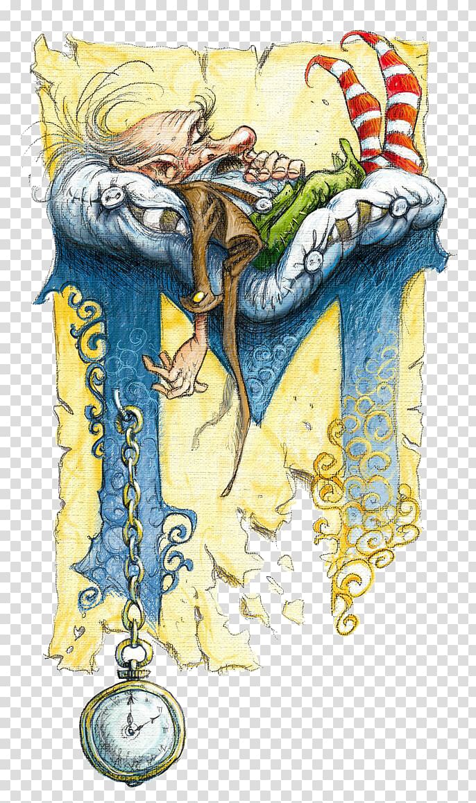sleeping dwarf with pocket watch illustration, Le grand livre des korrigans Fairy Drawing Dwarf Gnome, Letter M clocks and sleeping dwarf the old man transparent background PNG clipart