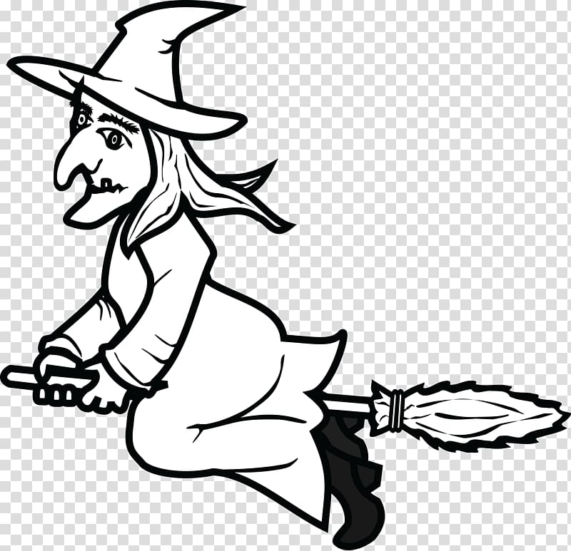 Witchcraft Drawing Line art Black and white , witch transparent background PNG clipart