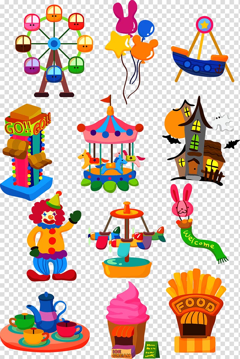 Cartoon Playground Illustration, Circus facility transparent background PNG clipart