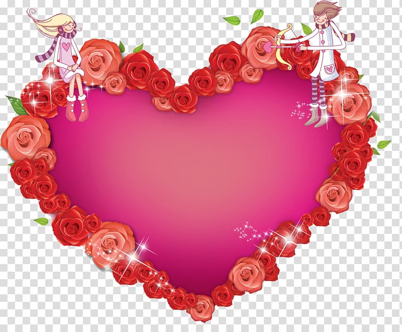 Heart Valentines Day, Rose heart shaped frame transparent background PNG clipart
