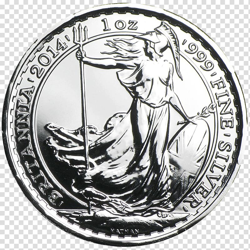 Royal Mint Britannia Silver coin Bullion coin, silver coin transparent background PNG clipart