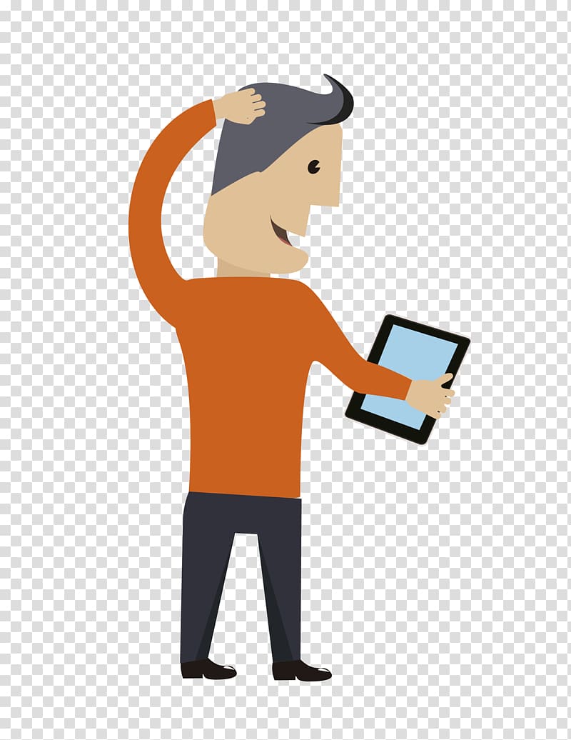 iPad Android Software Computer, The man with the tablet transparent background PNG clipart