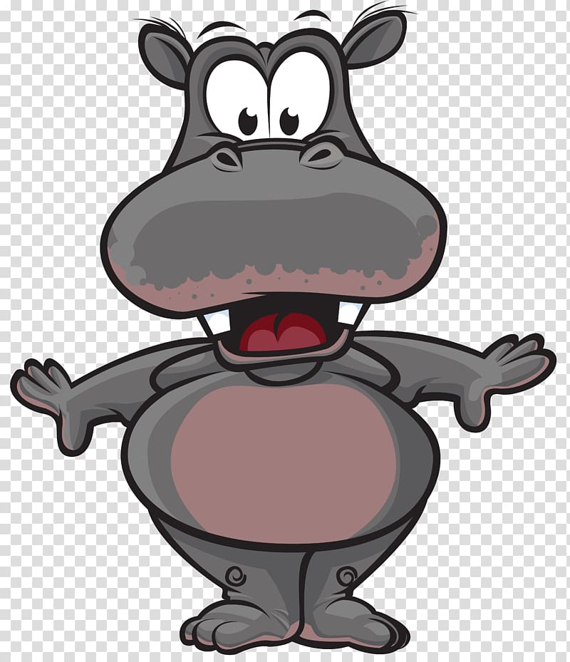 Cartoon Funny animal , hippo transparent background PNG clipart