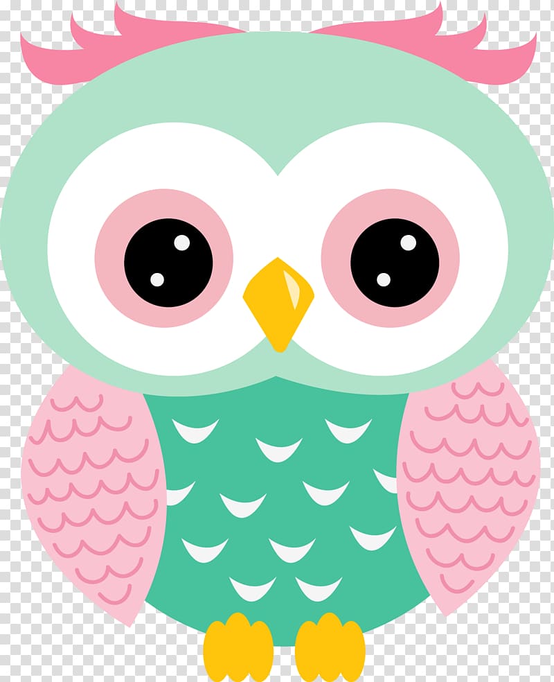 green and pink owl illustration, Drawing Little Owl Pink Party, owls transparent background PNG clipart