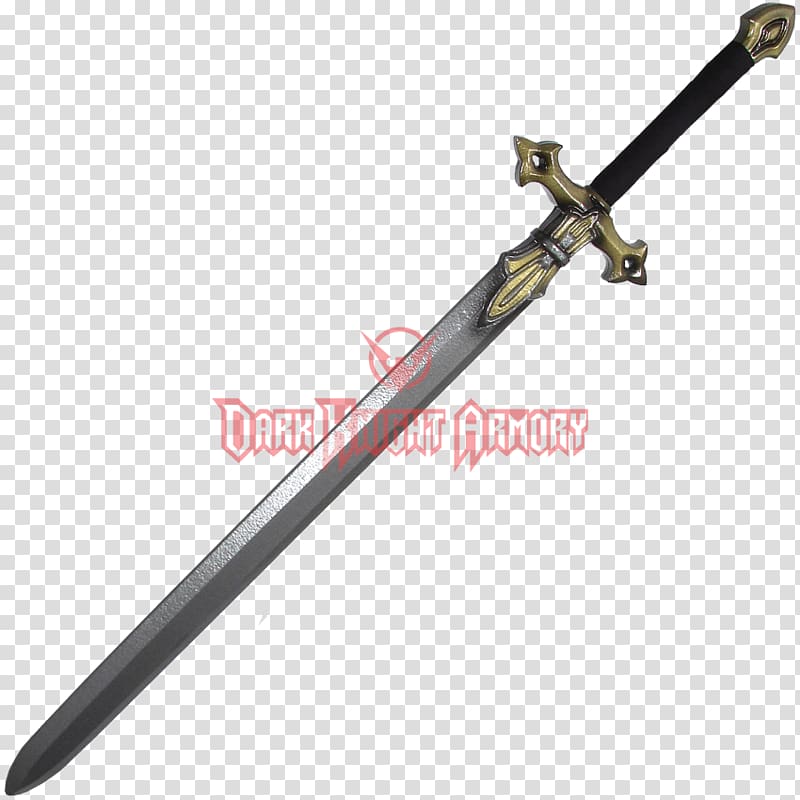 Weapon Longsword Live action role-playing game Knightly sword, golden shields transparent background PNG clipart