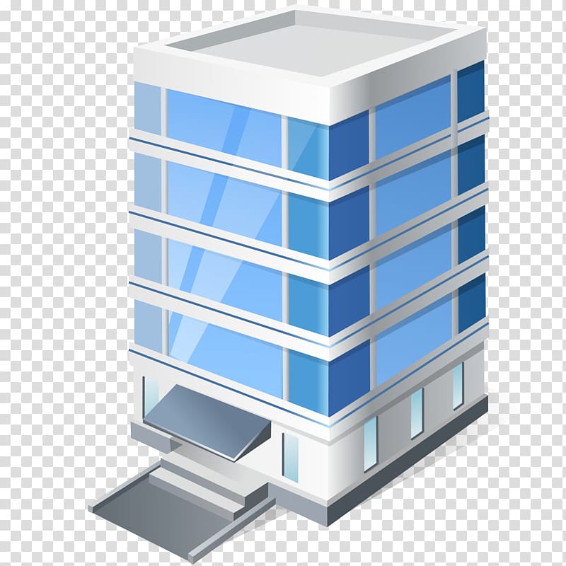 blue and white building illustration, Office Building transparent background PNG clipart