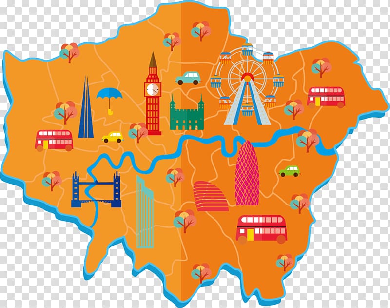 London Borough of Southwark London Borough of Newham Inner London City of London, Orange map transparent background PNG clipart