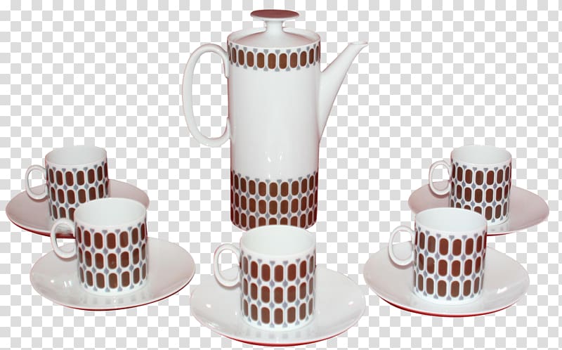 Coffee cup Espresso Porcelain Kettle Saucer, ceramic three piece transparent background PNG clipart