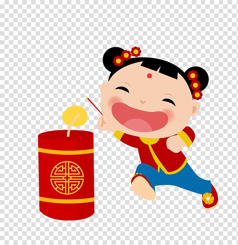 Chinese New Year Child Festival Firecracker, Firecrackers child transparent background PNG clipart