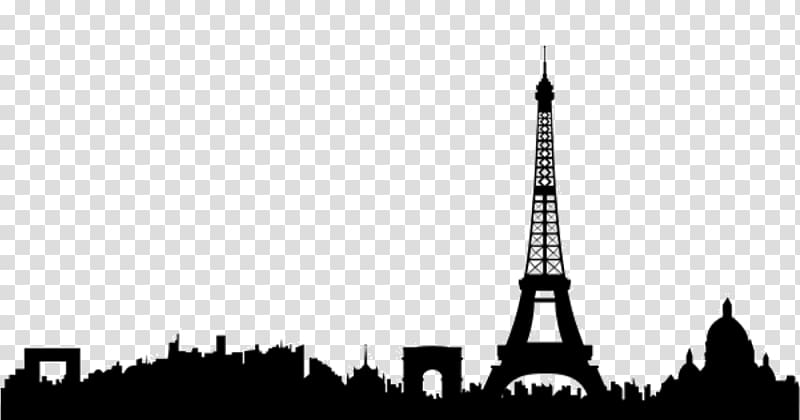 Eiffel Tower Arc de Triomphe Wall decal Skyline Silhouette, eiffel tower transparent background PNG clipart