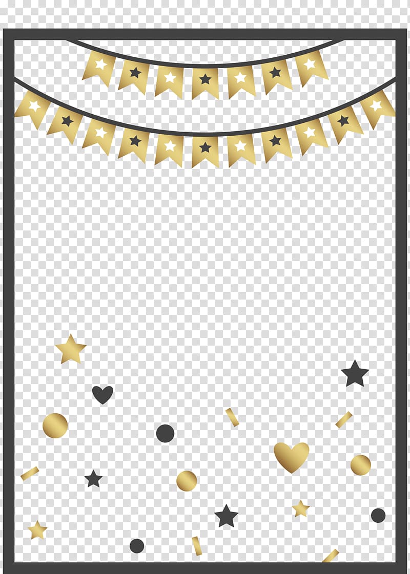 brown and black buntings border illustration, Birthday Party Anniversary Poster Pattern, Stars, bunting, birthday posters transparent background PNG clipart